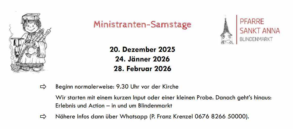 Ministranten Treffen / Pfarre Blindenmarkt bis Frühjahr 2026