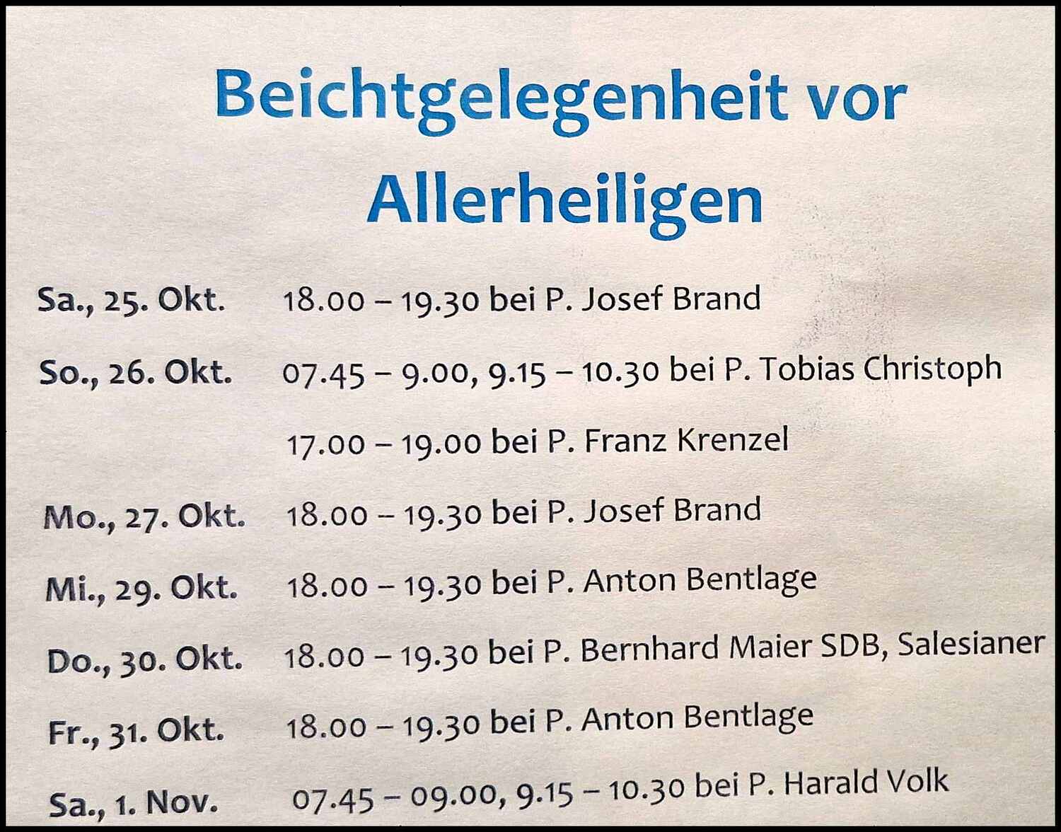 Beichtgelegenheit Allerheiligen 25
